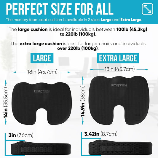 XL Memory Foam Seat Cushion Lumbar Support Office Chair