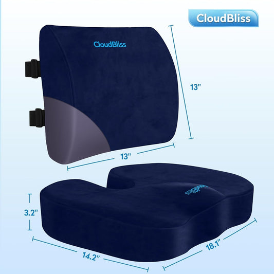 Blue Memory Foam Seat Cushion For Office Chair Lumbar-1