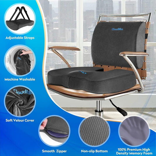 Ergonomic Memory Foam Seat Cushion Grey For Office Chair